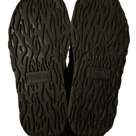 DEMONIA BOOTS DAMNED 225 BLACK HOLOGRAM KNEE HIGH MID-CALF PLATFORM BOOTS SIZE 8 - Picture 4 of 8